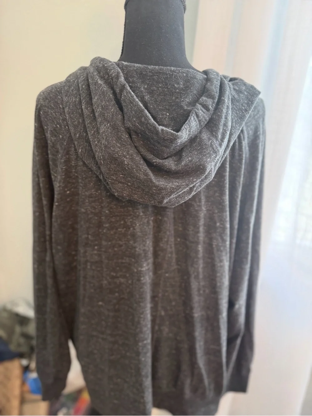Nike Heathered Charcoal Zip Hoodie with White Swoosh